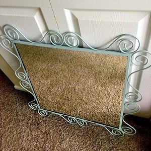 Light blue/grey metal frame mirror